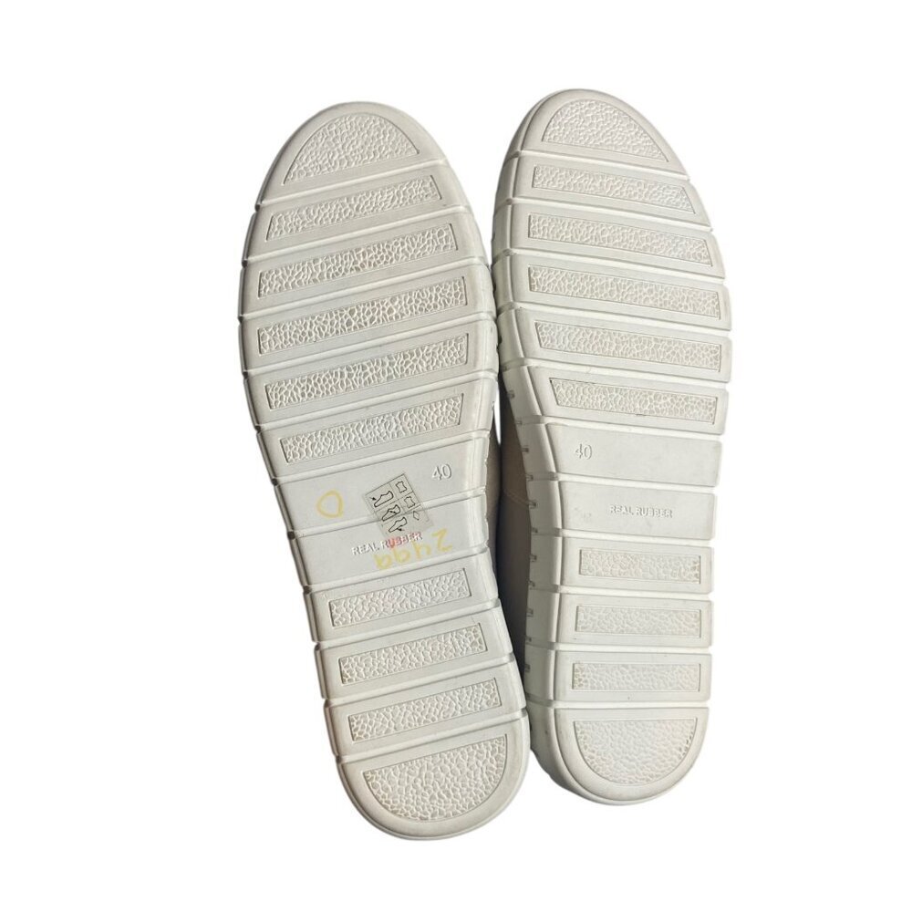 Miz Mooz 40 Size 9 Leather Slip On Mikah Shoes Taupe Neutral Tan Mosaic Floral - Picture 3 of 7